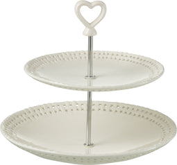 J-Line 2 Lagen bord - keramiek - wit - woonaccessoires