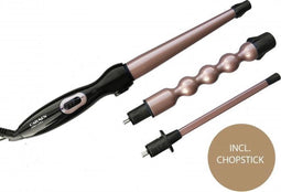 Carmen CT6525 - Krultang - 3 opzetstukken Ø 10 mm Ø 13-28 mm Ø 13-25 mm - Zwart/Roségoud