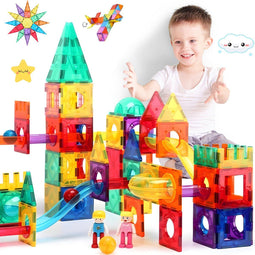 JUST23 KBKG80 - Magnetische Tegels Knikkerbaan - 80 stuks - Educatief Speelgoed (80 stuks)