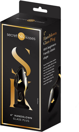 Secret Kisses Buttplug 4" Handblown Wide Glass Zwart