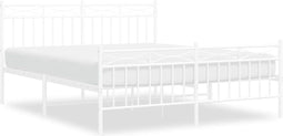 vidaXL - Bedframe - met - hoofd- - en - voeteneinde - metaal - wit - 160x200 - cm