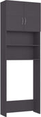 vidaXL - Wasmachinekast - 64x25,5x190 - cm - bewerkt - hout - grijs