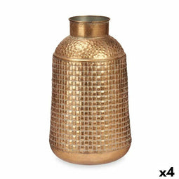 Vaas Gouden Metaal 22,5 x 39,5 x 22,5 cm (4 Stuks) Met reliëf
