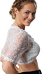 Dressforfun Dirndlblouse Heidi XXL - Dirndlblouse - Halflange mouwen bloemenkant - Wit