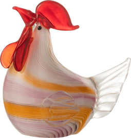 J-Line presse-papier Kip Lagen - glas - wit/roze/geel