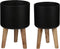 Mica Decorations Roselle Bloempotten - H42xØ28 cm - Zwart - Set van 2