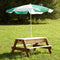 AXI Nick Zand & Water Picknicktafel in Bruin - Met in hoogte verstelbare Parasol in Groen/Wit - Multifunctionele Picknick tafel van FSC hout - Picknick tafel voor kinderen van hout