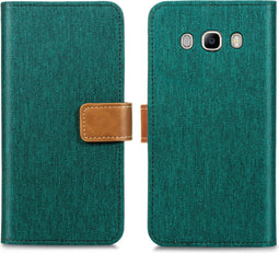 iMoshion Hoesje Geschikt voor Samsung Galaxy J5 (2016) Hoesje Met Pasjeshouder - iMoshion Luxe Canvas Bookcase - Groen
