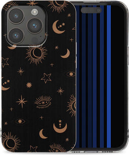 iMoshion Hoesje Geschikt voor iPhone 15 Pro Hoesje Siliconen - iMoshion Design hoesje - Zwart / Sky Black Transparent