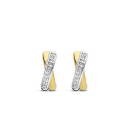 TI SENTO Dames Oorbellen - 925 zilver - Zirkonia met geel verguld - 7667ZY