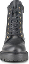 PS Poelman Leta - Dames Leren Enkellaarzen met Veters en Rits - Chunky Plateauzool 4,5 cm - Zwart