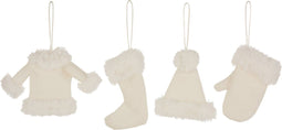 J-Line hanger Kerstkledij - textiel - beige - 4 stuks