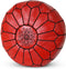 Safaary - Marokkaanse Poef Leer Rood-Zwart Rond