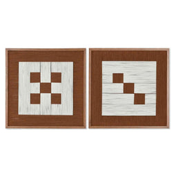 Schilderij Home ESPRIT Wit Bruin Beige Modern Stads 50 x 3 x 50 cm (2 Stuks)
