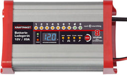 Dino KRAFTPAKET KFZ Batterieladegerät 20A-12V mit Camping-, Nacht-und Memory-Speicher Druppellader 12 V 20 A