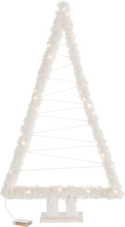 J-Line decoratie Kerstboom Touw - imitatiebont/hout - wit - large