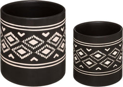 Atmosphera Safari set van 2 bloempotten - Cache pot - Bloempot - Aardewerk - Zwart