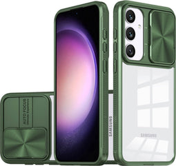 iMoshion Hoesje Geschikt voor Samsung Galaxy S24 Hoesje - iMoshion Camslider Backcover - Donkergroen