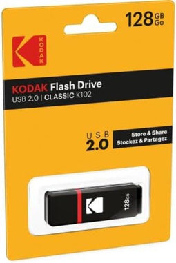 KODAK K102 - USB Stick 128GB - USB 2.0 15MB/s Lezen 5MB/s Schrijven - Zwart