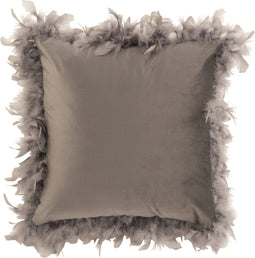 J-Line kussen Pluimen - polyester - grijs