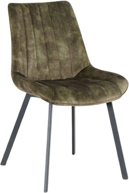 By-Olaf Eetkamerstoel Austin velvet Groen - slanke metalen poten - industrieel design - velours