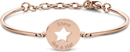 CO88 Collection Inspirational 8CB 90339 Stalen Armband met Hanger - Ster en Shine Like a Star 17 mm - One-size - Rosékleurig