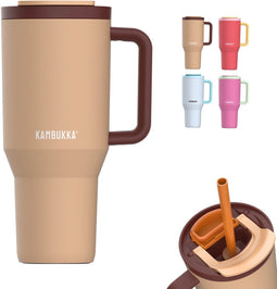 Kambukka Rio - Tumbler 950ml - Almond Dream waterfles met Telescopisch rietje - Lek proof - BPA vrij