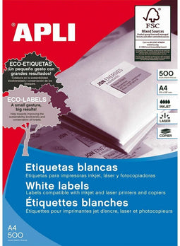 Adhesive labels Apli 1788 500 Sheets 210 x 297 mm White