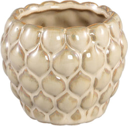 PTMD Louana Cream Ceramic Pot Round Dots Pattern S