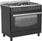Wiggo WO-E905R - Gasfornuis - 5 Kookzones - 7 Ovenstanden - Wokbrander - Zwart RVS