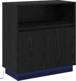vidaXL - Dressoir - met - LED - Zwart - Eiken - 71x34,5x75 - cm - Geengineerd - Hout
