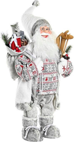 Kerstversiering DKD Home Decor Kerstman Rood Grijs Hout Polyester Wit PVC (32 x 20 x 64 cm)