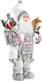 Kerstversiering DKD Home Decor Kerstman Rood Grijs Hout Polyester Wit PVC (32 x 20 x 64 cm)