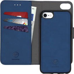 iMoshion Hoesje Geschikt voor iPhone SE (2022) / SE (2020) / 8 / 7 Hoesje Met Pasjeshouder - iMoshion Uitneembare 2-in-1 Luxe Bookcase - Donkerblauw
