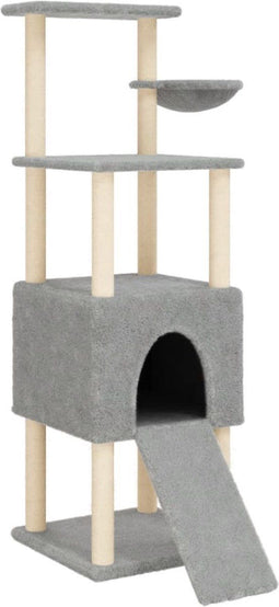 vidaXL - Kattenmeubel - met - sisal - krabpalen - 153 - cm - lichtgrijs