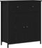 vidaXL - Sideboard - Zwart - Eiken - 70x30x80 - cm - Engineered - Hout - en - Staal