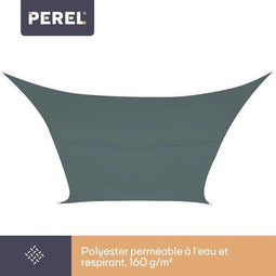 Perel Schaduwdoek - Waterafstotend - 3,6 x 3,6 m - 160 g/m² - Groengrijs