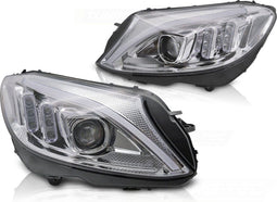Koplampen - voor Mercedes W205 2014-2018 - TUBE LED - chroom