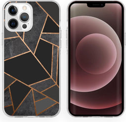 iMoshion Hoesje Geschikt voor iPhone 13 Pro Max Hoesje Siliconen - iMoshion Design hoesje - Zwart / Meerkleurig / Goud / Black Graphic