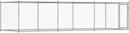 vidaXL - Hondenhok - met - deur - 6x2x1,5 - m - gegalvaniseerd - staal - grijs
