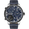 Police Blauwe Leren Horloge Met Stalen Kast En Unieke Sluiting