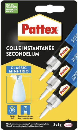 Pattex secondelijm 'Mini-Trio' 3x1gr