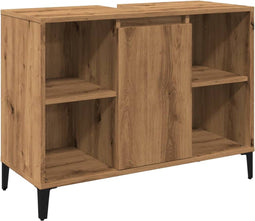 vidaXL - Wastafelkast - 80x33x60 - cm - bewerkt - hout - artisanaal - eikenkleur