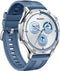 Huawei Watch GT 5 46 mm roestvrij stalen kast zilver met bandje van geweven nylon blauw