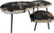 HSM Collection -Salontafel set van 3 - ø60xø50xø40 - Naturel/zwart - Steen/Meta