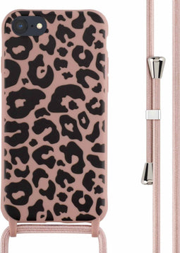 iMoshion Hoesje Geschikt voor iPhone SE (2022) / SE (2020) / 8 / 7 Hoesje Met Koord - iMoshion Siliconen design hoesje met koord - Roze / Animal Pink