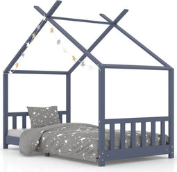 vidaXL - Kinderbedframe - massief - grenenhout - grijs - 90x200 - cm