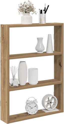 vidaXL - Wandschap - 43x9x60 - cm - bewerkt - hout - artisanaal - eikenkleurig