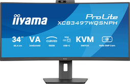 Iiyama ProLite XCB3497WQSNPH-B1 - 34" UWQHD Curved Monitor - KVM-Switch USB-C Dock - Zwart