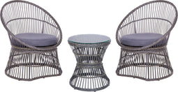 MESYNA - Bistro set - Taupe - PE rotan
